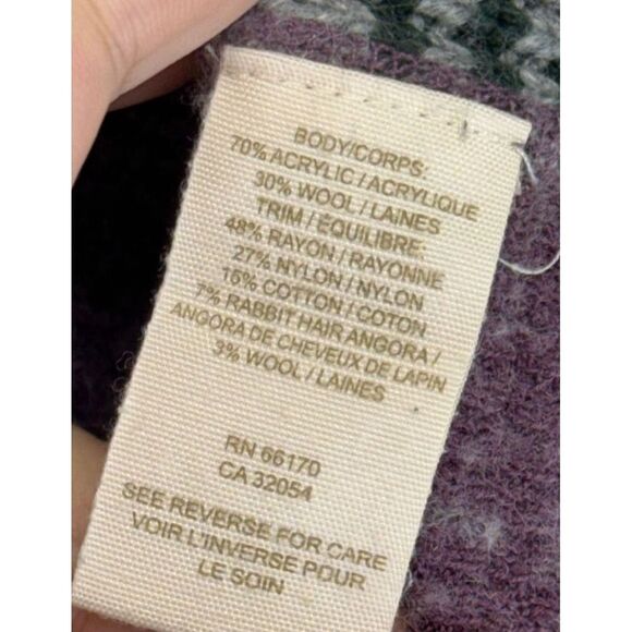 Free People Hooded Top Striped Sleeve Pullover Knit Sweater Purple XS Wool Blend - Picture 7 of 8